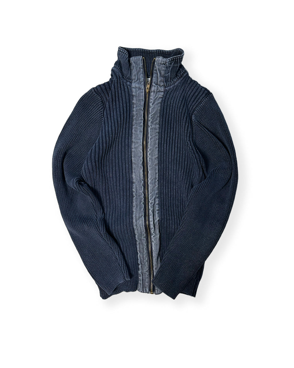 RIBBED ZIP UP SWEATER