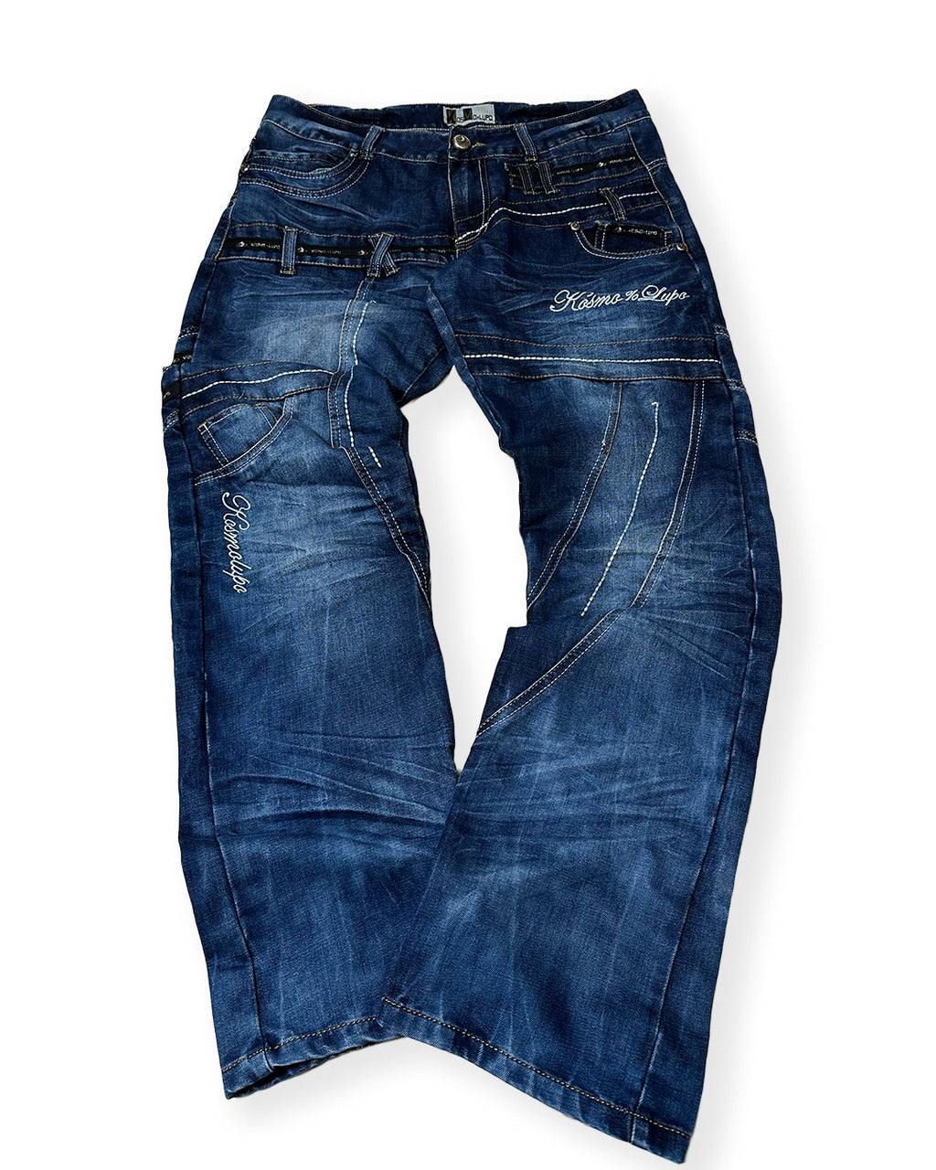 Kosmo Lupo Embroidered Distressed Denim