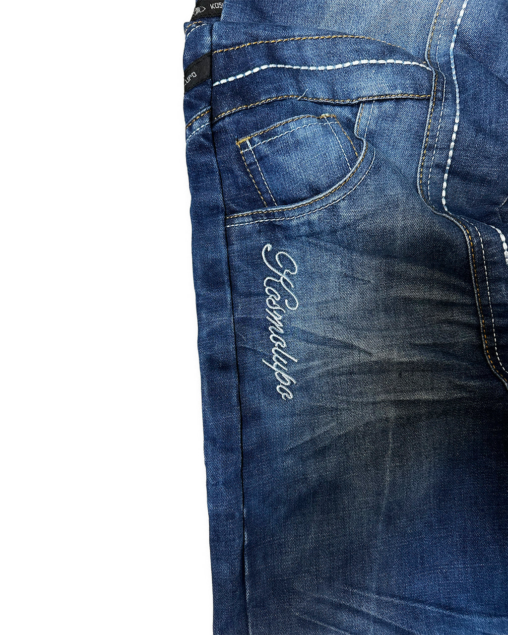 Kosmo Lupo Embroidered Distressed Denim
