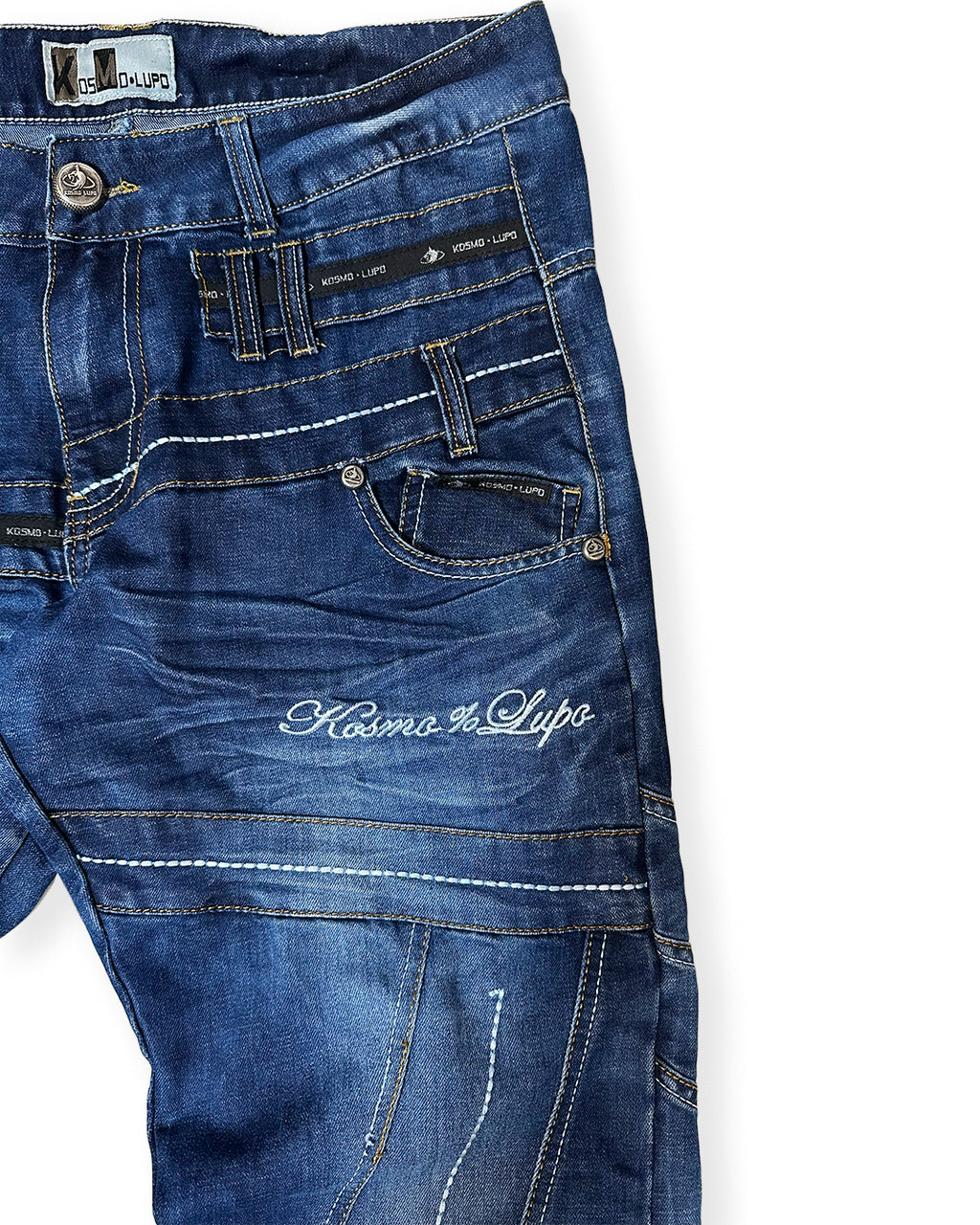 Kosmo Lupo Embroidered Distressed Denim